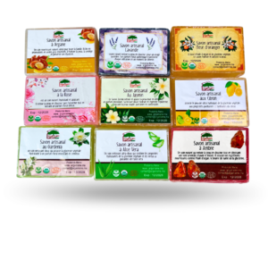 Arganisme Moroccan handmade soap gift set with nine varieties including argan, lavender, rose, jasmine and aloe vera.